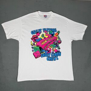 Vintage 90s Now and Later Candy Promo T-Shirt Neon Fruit Chews Hanes USA XL